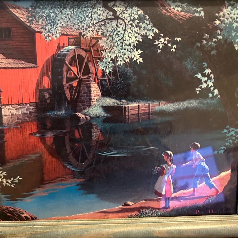 PAUL DETLEFSEN. Old Mill Stream print. Vintage - Picture 3 of 4